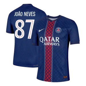Jogador JOÃO NEVES #87 PSG Casa Futebol Camisas 2025/26 Marinha