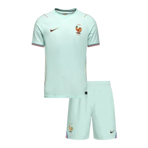 França Infantil  Fora Copa do Mundo Futebol Camisa Conjunto (Camisa+Shorts) 2026 Branco