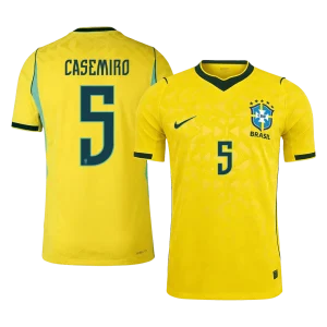 Versão do Jogador CASEMIRO #5 Brasil Casa Copa do Mundo Futebol Camisas 2026 Amarelo