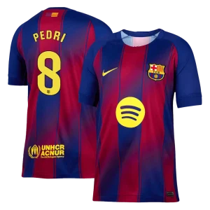 PEDRI #8 Barcelona Casa Camisa 2025/26- Vermelho&Azul