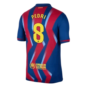 PEDRI #8 Barcelona Quarta Camisa 2025/26 Vermelho&Azul