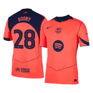 Jogador ROONY #28 Barcelona Fora Terceira Futebol Camisas 2025/26 Laranja