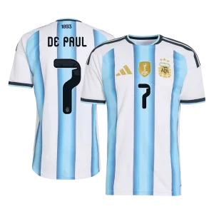 Versão do Jogador DE PAUL #7 Argentina Casa Copa do Mundo Futebol Camisas 2026