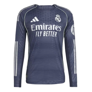 Real Madrid Fora Manga Longa Futebol Camisas 2025/26 Marinha