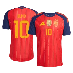 Versão do Jogador OLMO #10 Spain Casa Copa do Mundo Futebol Camisas 2026 Vermelho