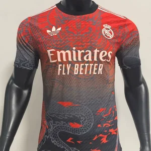 CAMISOLA REAL MADRID EDICAO ESPECIAL RED AND BLACK DRAGON (VERSÃO JOGADOR)