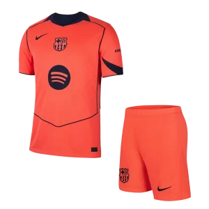 Barcelona Fora Terceira Camisa Conjunto (Camisa+Calções) 2025/26 Laranja