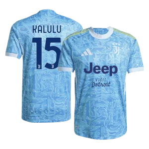 Jogador KALULU #15 Juventus Fora Futebol Camisas 2025/26 Azul