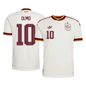 Versão do Jogador OLMO #10 Espanha Fora Copa do Mundo Futebol Camisas 2026 Branco
