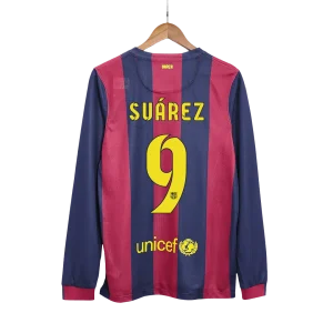 Camisola SUÁREZ #9 Barcelona Retro Casa Manga Comprida 2014/15