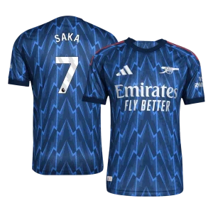 Jogador SAKA #7 Arsenal Fora Futebol Camisas 2025/26 Azul
