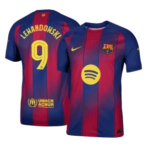 Jogador LEWANDOWSKI #9 Barcelona Casa UCL Futebol Camisas 2025/26