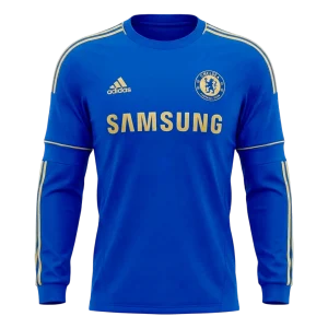Retrô Chelsea Casa Manga Longa Camisa 2012/13 Azul
