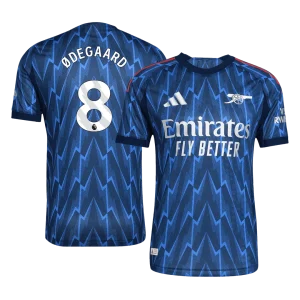 Jogador ØDEGAARD #8 Arsenal Fora Futebol Camisas 2025/26 Azul