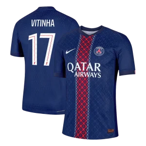 Jogador VITINHA #17 PSG Casa Futebol Camisas 2025/26 Marinha