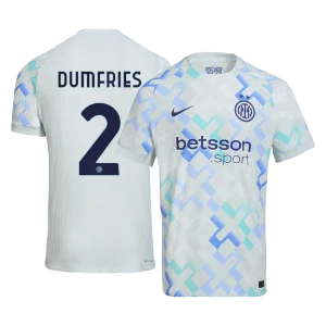 Jogador DUMFRIES #2 Inter Milan Fora Futebol Camisas 2025/26 Azul