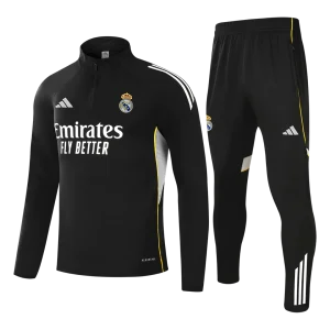 Real Madrid Zíper Moletom Conjunto (Top+Calças) 2025/26 Preto
