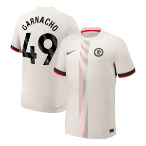 Jogador GARNACHO #49 Chelsea Fora Futebol Camisas 2025/26 Branco