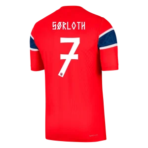 Versão do Jogador SØRLOTH #7 Noruega Casa Copa do Mundo Futebol Camisas 2026 Vermelho