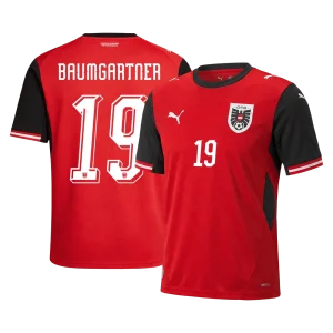 BAUMGARTNER #19 Áustria Casa Camisa Copa do Mundo 2026 Vermelho