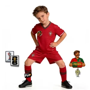 Conjunto infantil Seleção de Portugal principal COPA DO MUNDO 2026 - vermelha