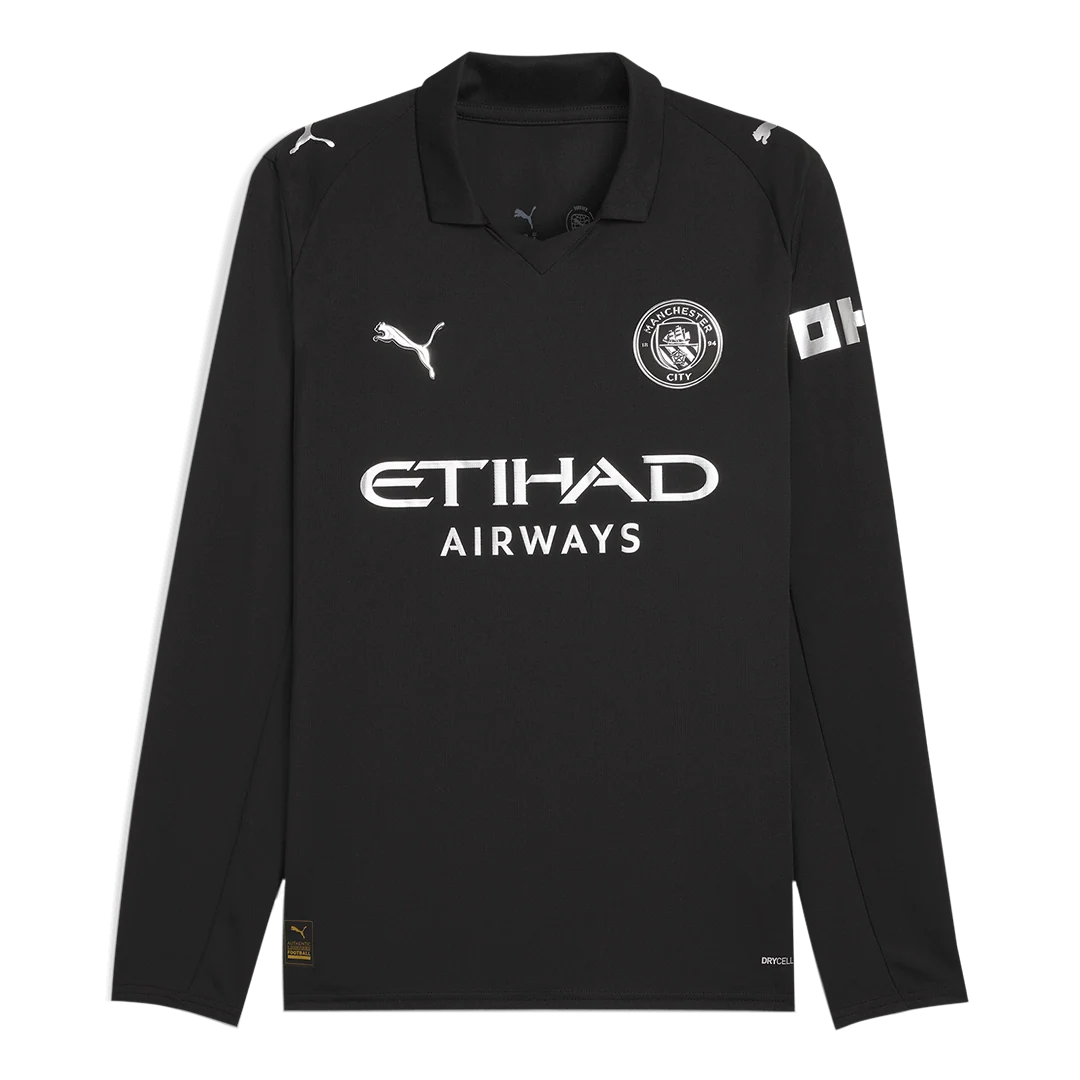 Manchester City Fora Manga comprida Camisa 2025/26 Preto - Image 2