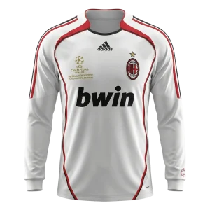 Retrô AC Milan Fora Manga Longa Camisa 2006/07 Branco