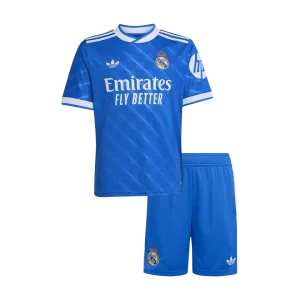 Real Madrid Infantil Fora Terceira Conjunto (Camisa + Calção) 2025/26 Azul