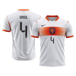 Versão do Jogador VIRGIL #4 Países Baixos Fora Copa do Mundo Futebol Camisas 2026 Branco