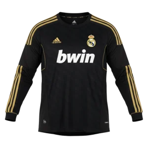 Retrô Real Madrid Fora Manga Longa Camisa 2011/12 Preto
