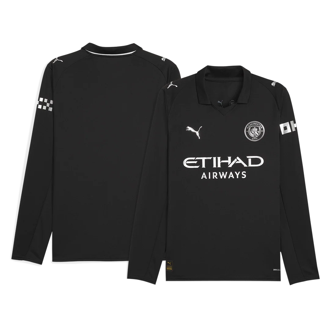 Manchester City Fora Manga comprida Camisa 2025/26 Preto - Image 3
